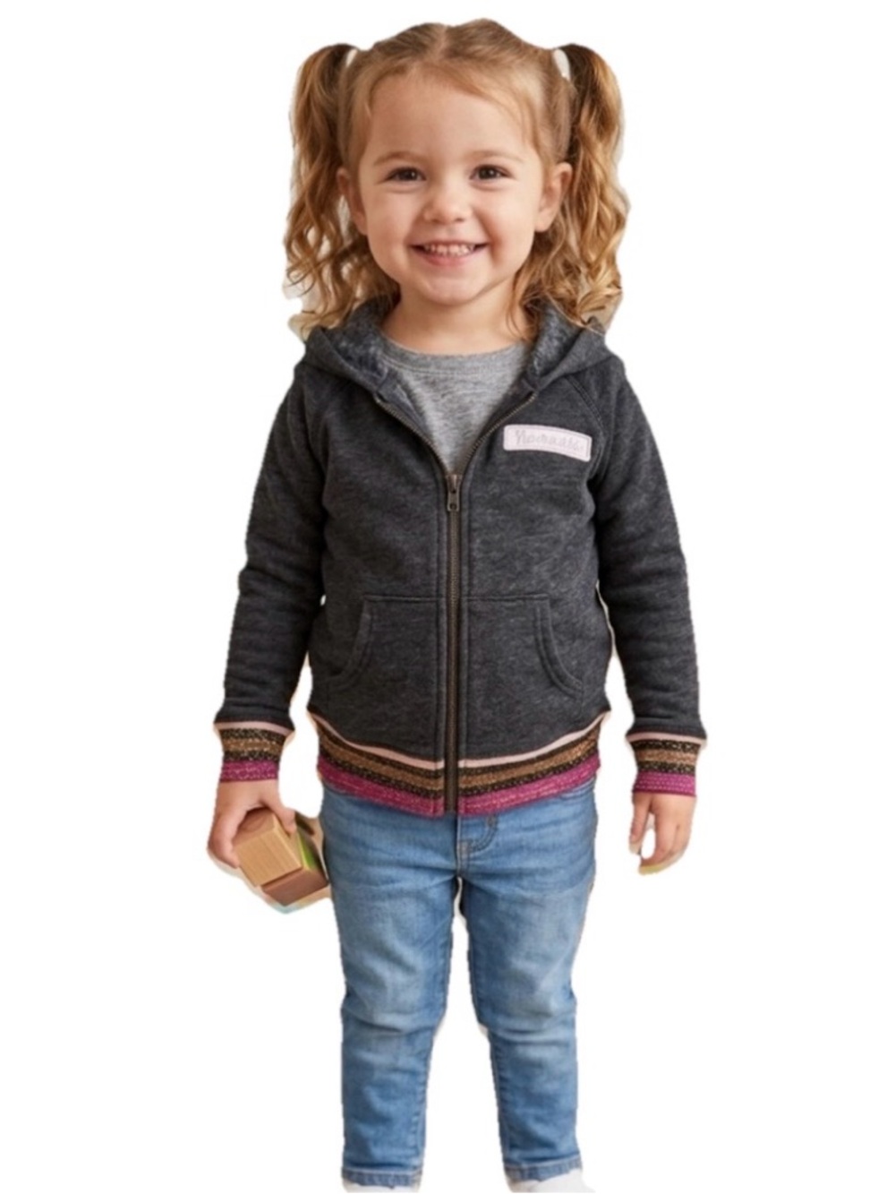 Spiritual Gangster Namaste Kids Girls Patch Grey Hoodie Size 4T & 10